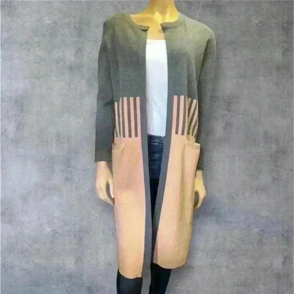 NWT Liz Claibourne women’s long caramel heather cardigan with pockets size M